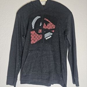 Quiksilver Hoodie Boys L (14-16) Heather Gray Cotton Logo Long Sleeve Pullover